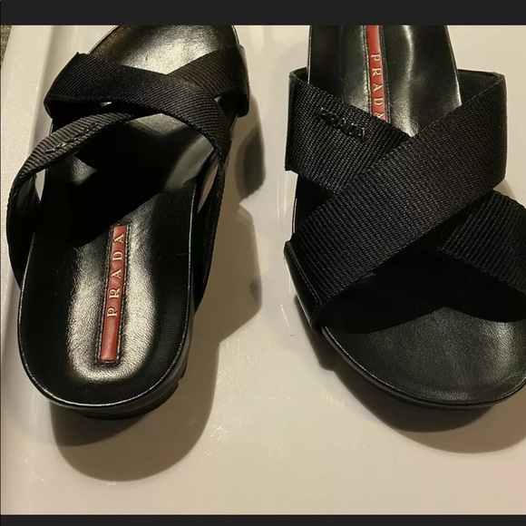 Prada men’s NWOT, leather & Nylon mens us size 6 - Picture 1 of 5